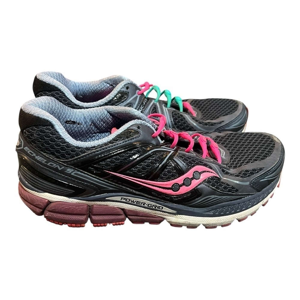 Saucony Women’s Gray Pink Echelon 5 S10276-1 Lace Up Running Shoes Size 10